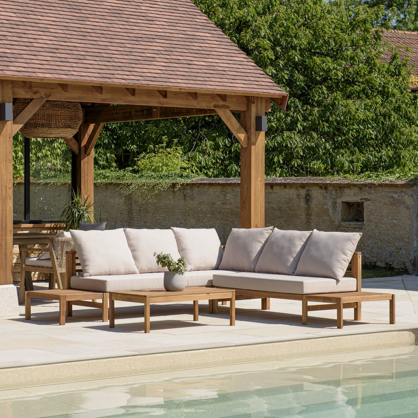 Vick - Salon De Jardin 5 Places - Marron/Taupe