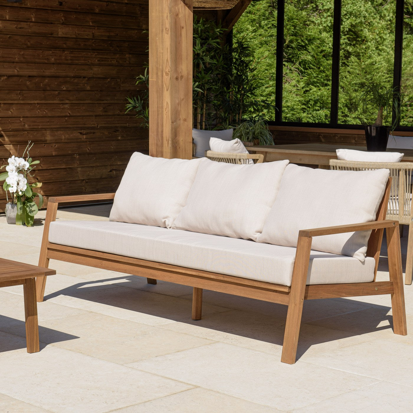 Vick - Salon De Jardin 5 Places - Taupe/Marron