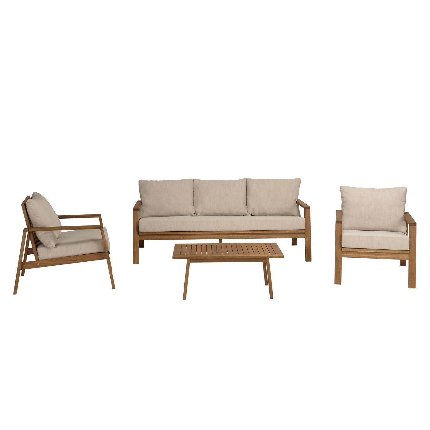 Vick - Salon De Jardin 5 Places - Taupe/Marron