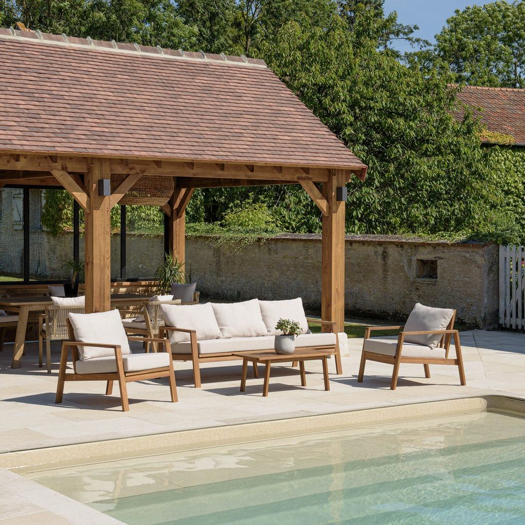 Vick - Salon De Jardin 5 Places - Taupe/Marron