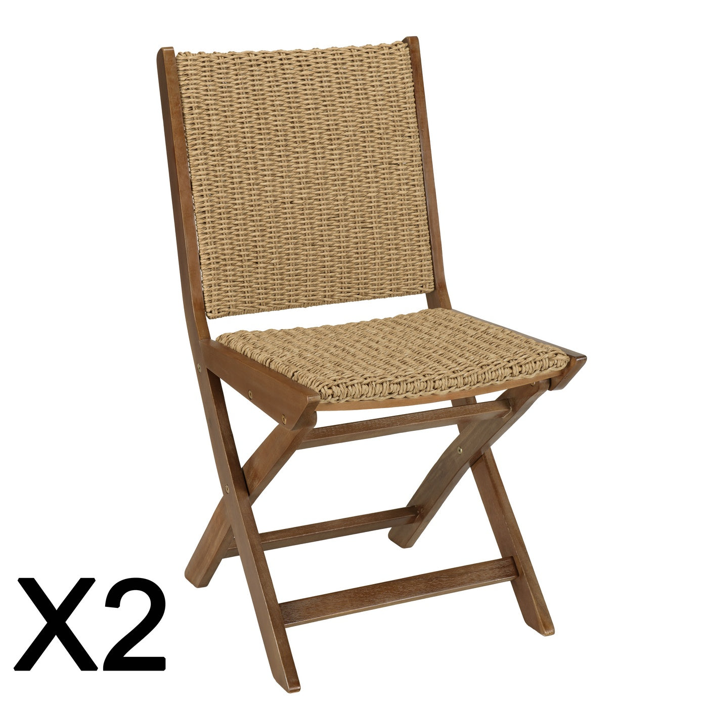 Vick - Lot De 2 Chaises Jardin - Marron/Taupe