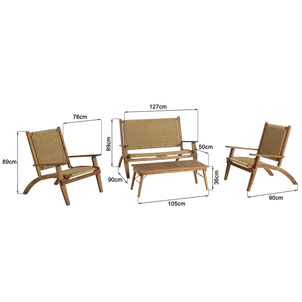 Vick - Salon De Jardin 4 Places - Marron/Taupe