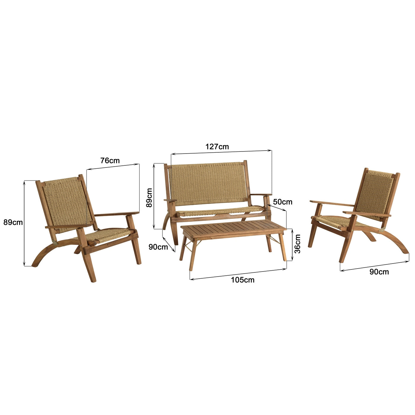 Vick - Salon De Jardin 4 Places - Marron/Taupe