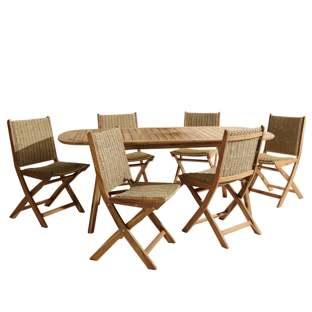 Vick - Salon De Jardin 6 Places - Marron/Taupe
