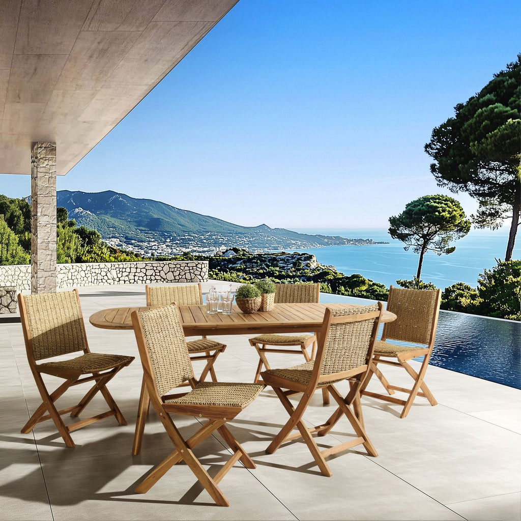 Vick - Salon De Jardin 6 Places - Marron/Taupe