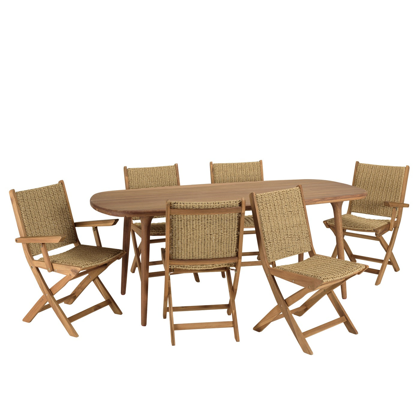 Vick - Salon De Jardin 6 Places - Marron/Taupe