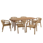 Vick - Salon De Jardin 6 Places - Beige/Marron