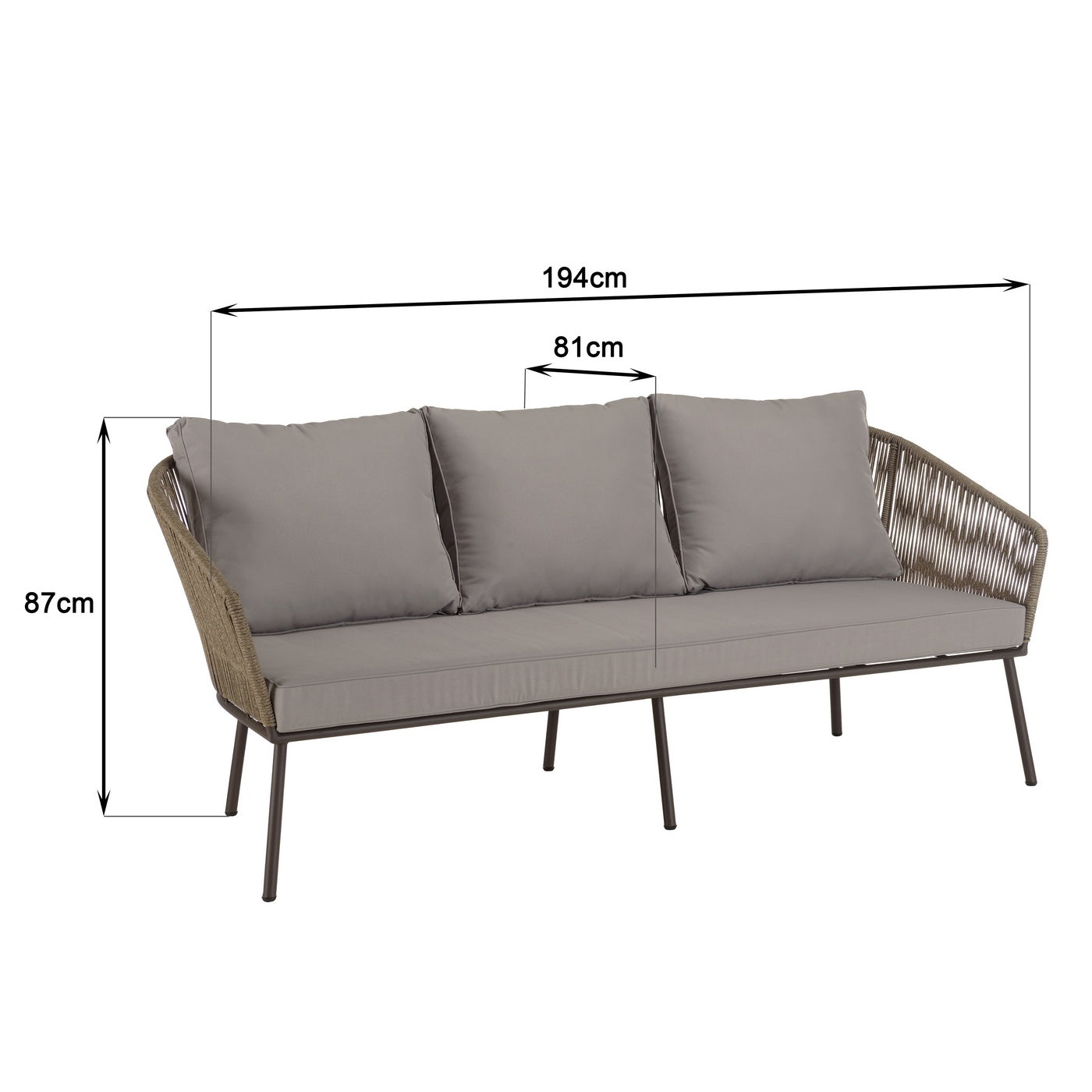 Vick - Salon De Jardin 5 Places - Taupe/Gris Anthracite