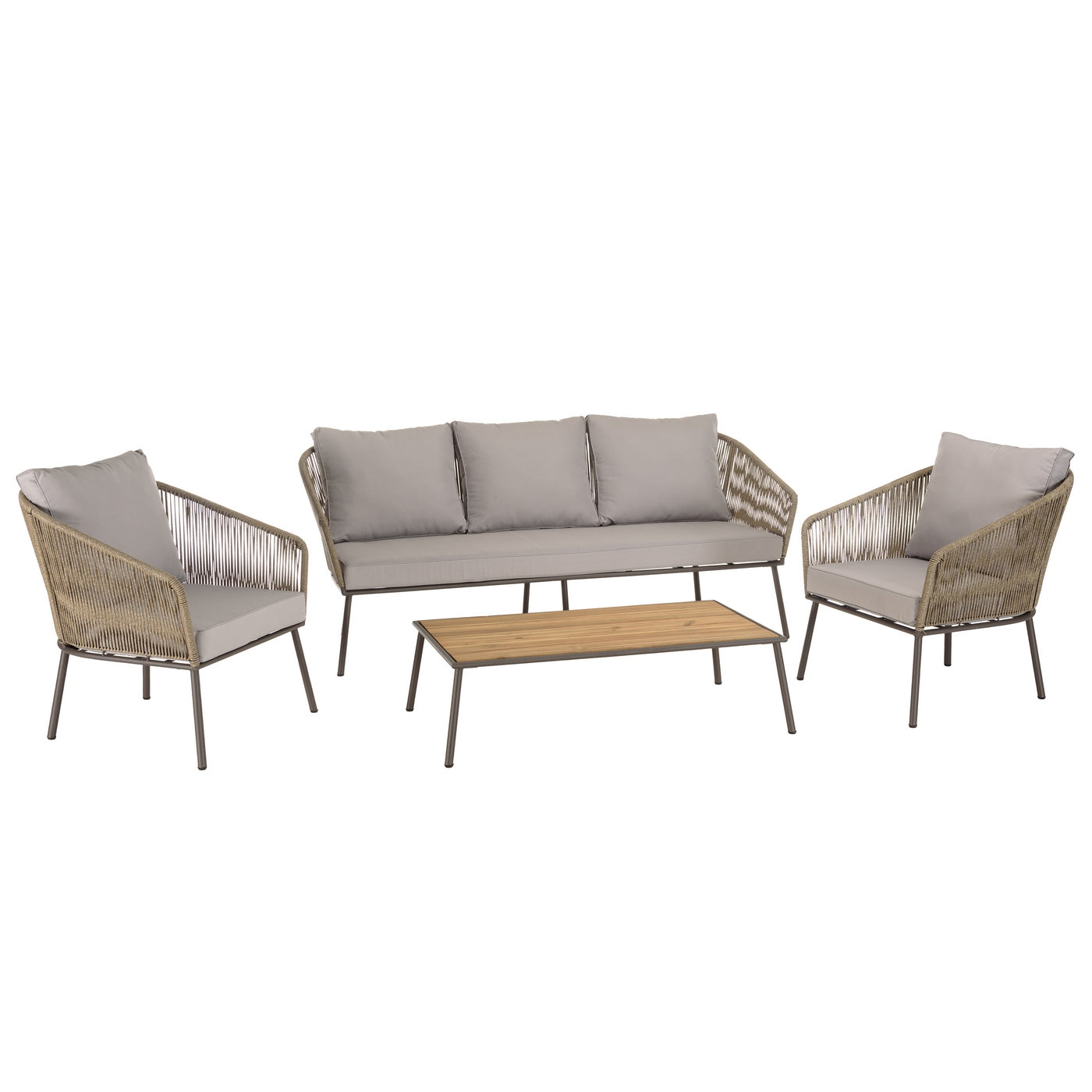 Vick - Salon De Jardin 5 Places - Taupe/Gris Anthracite
