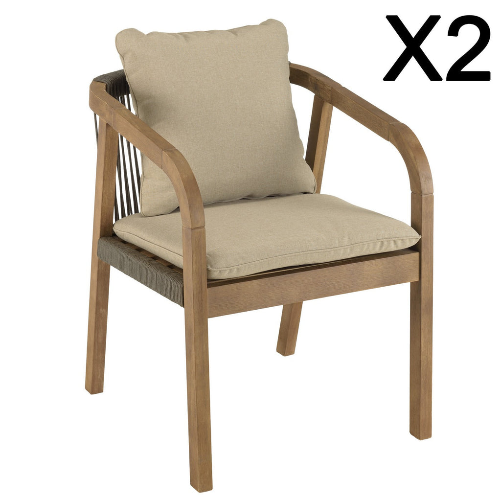 Celestin - Lot De 2 Fauteuils Jardin - Vert/Gris/Marron