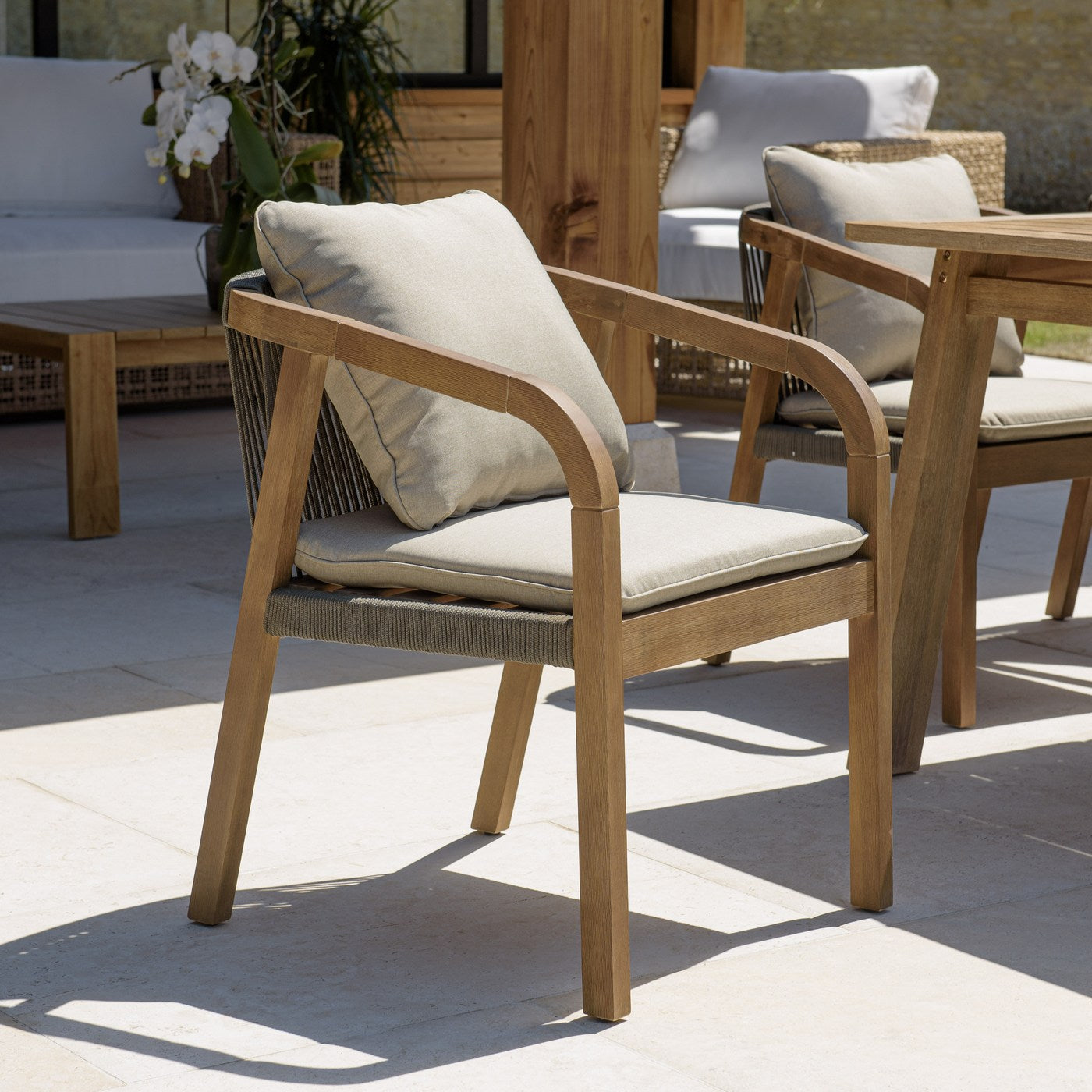 Celestin - Lot De 2 Fauteuils Jardin - Vert/Gris/Marron