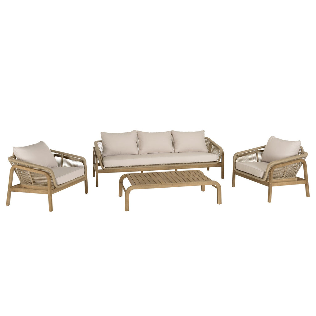 Celestin - Salon De Jardin 5 Places - Beige/Gris/Marron