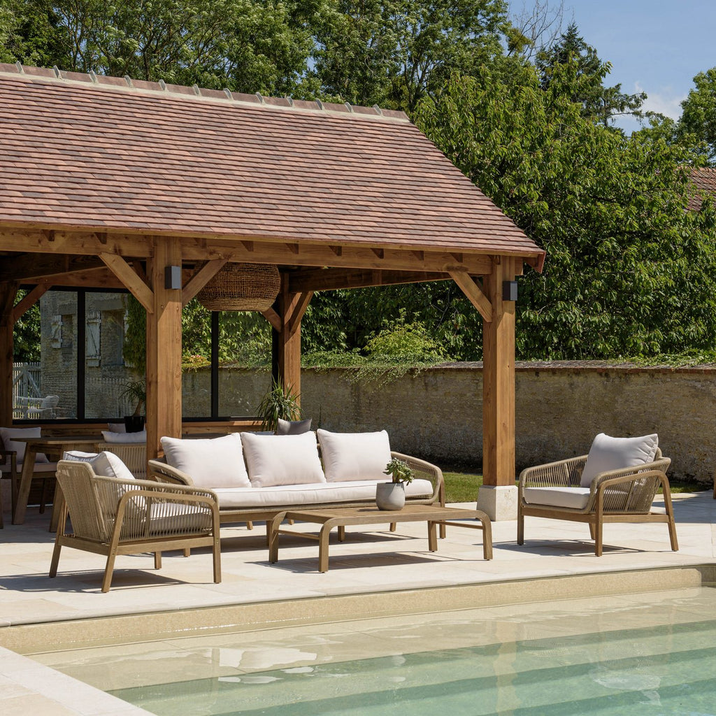 Celestin - Salon De Jardin 5 Places - Beige/Gris/Marron