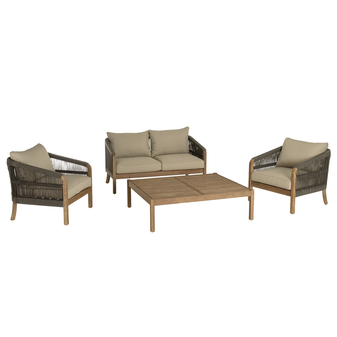 Celestin - Salon De Jardin 4 Places - Vert/Gris/Marron
