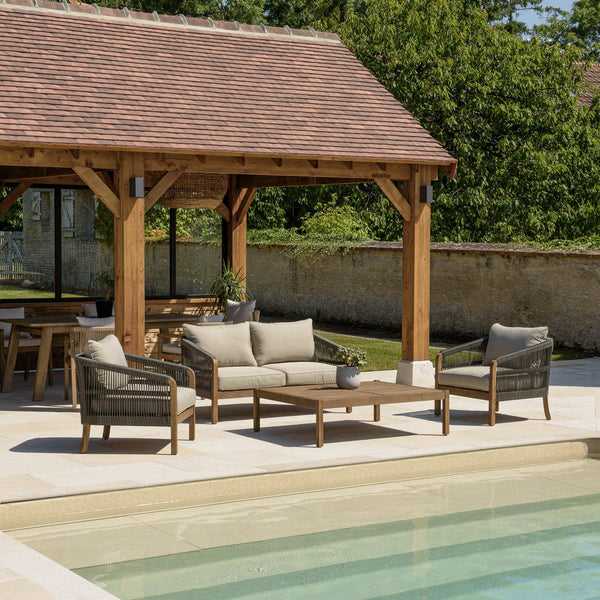 Celestin - Salon De Jardin 4 Places - Vert/Gris/Marron