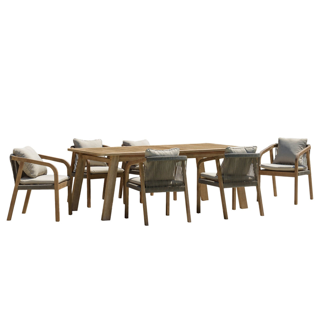Celestin - Salon De Jardin 6/8 Pers - Gris/Marron/Vert