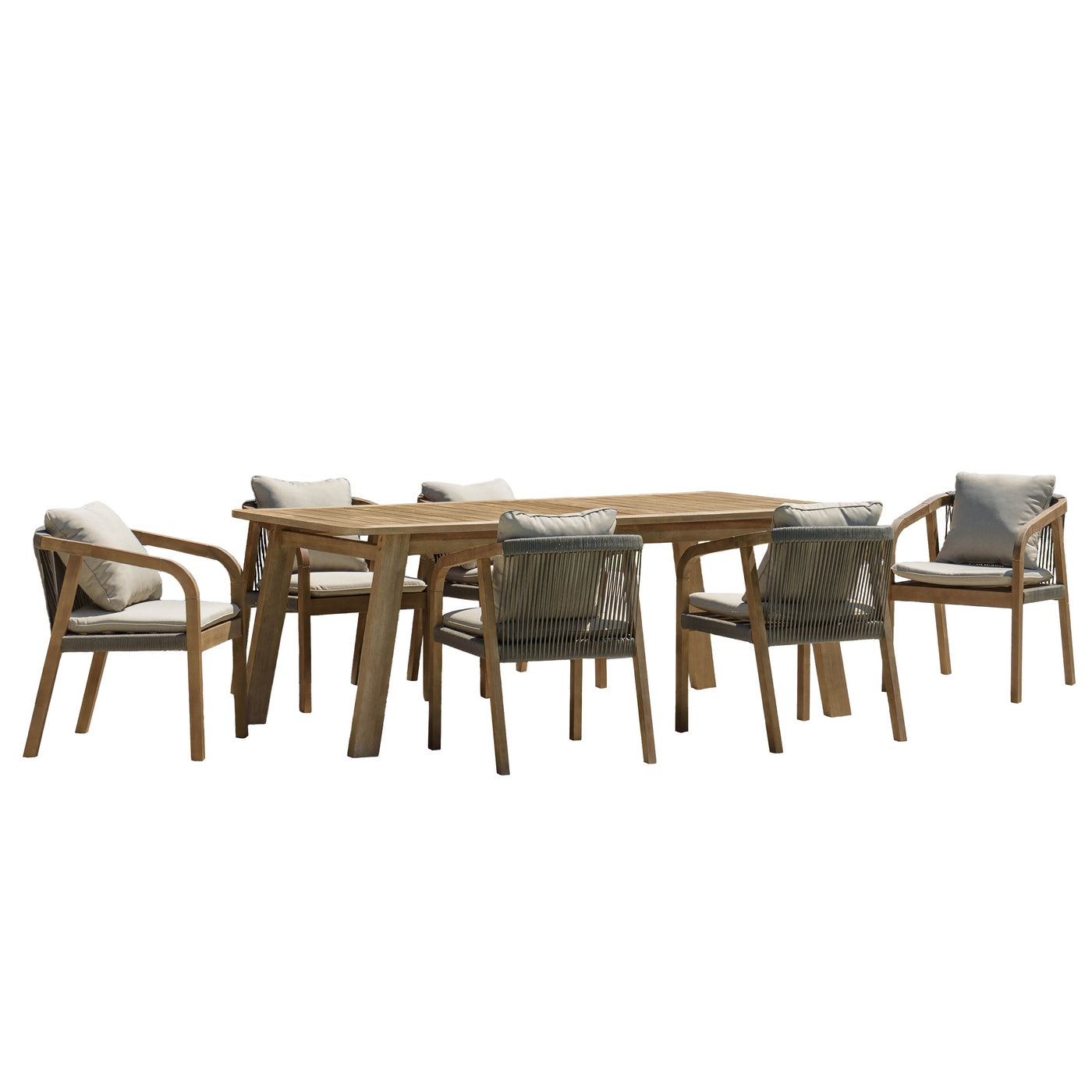 Celestin - Salon De Jardin 6/8 Pers - Gris/Marron/Vert
