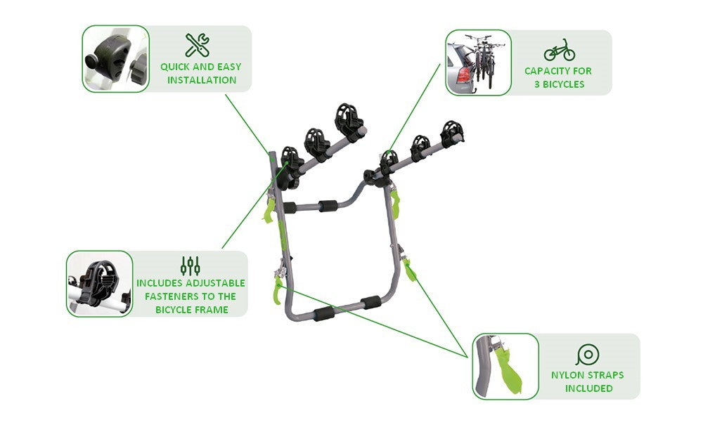 Porte-Vélo Pour 3 Vélos - Argent