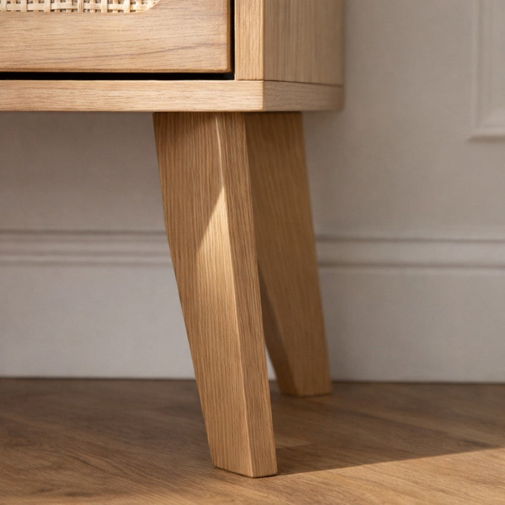 Alia - Chevet 2 Tiroirs - Bois & Rotin