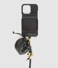 Elaow - Porte-Cartes Et Porte-Airpods Cordon Cuir Noir - Mixte