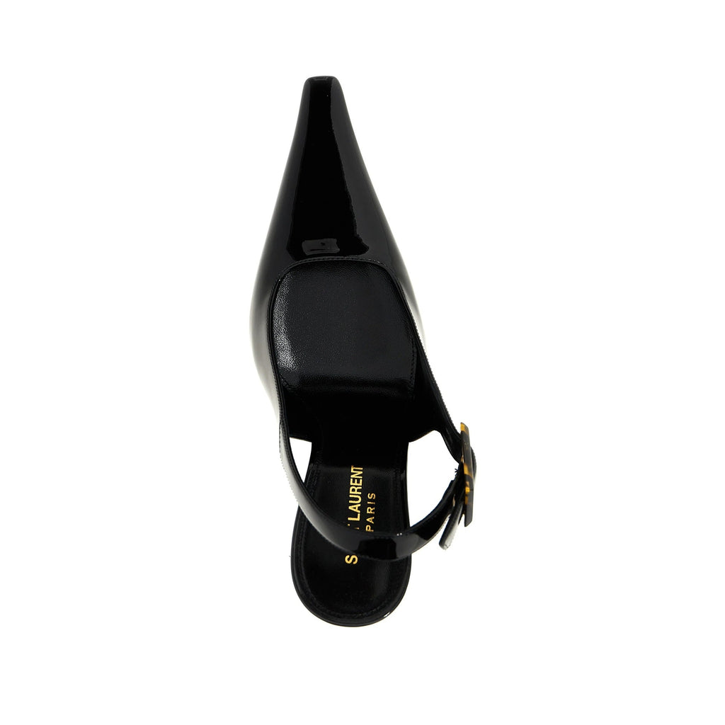 Escarpins Saint Laurent 'Dune' Leather Slingback - Black - Femme