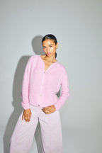 Le Cardigan Angelo Baby Alpaga Bubble Rose Fabriqué En Italie