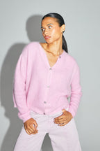 Le Cardigan Angelo Baby Alpaga Bubble Rose Fabriqué En Italie
