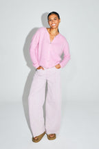 Le Cardigan Angelo Baby Alpaga Bubble Rose Fabriqué En Italie