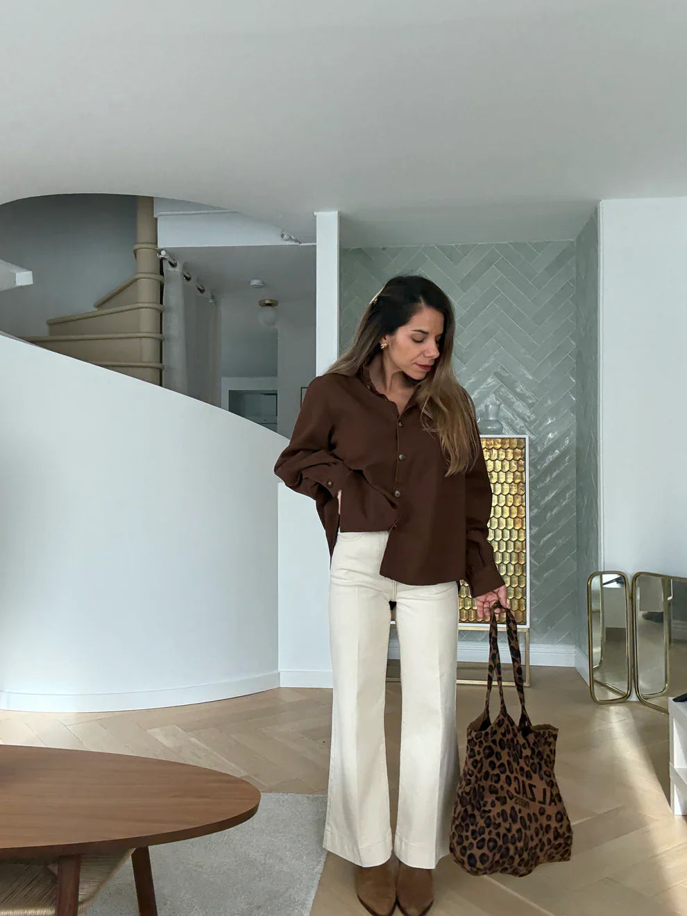 Veste En Jean Céleste Chocolat
