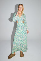 La Robe Carolina Imprimé Gypsy Fleuri Rose Et Jaune Fabriquée En Italie