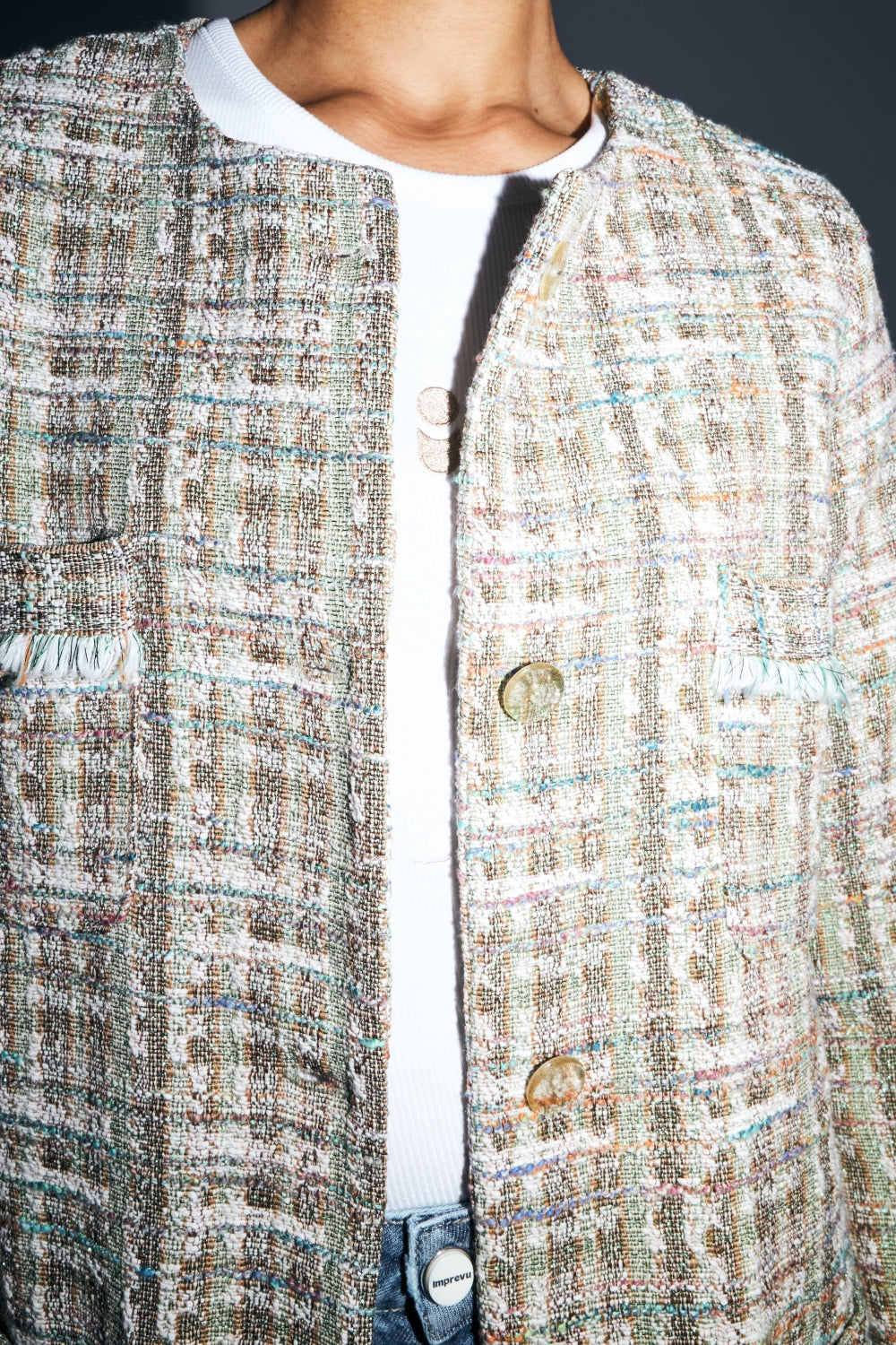 La Veste Toulouse En Tweed Recyclé Arc En Ciel Fabriquée En Italie