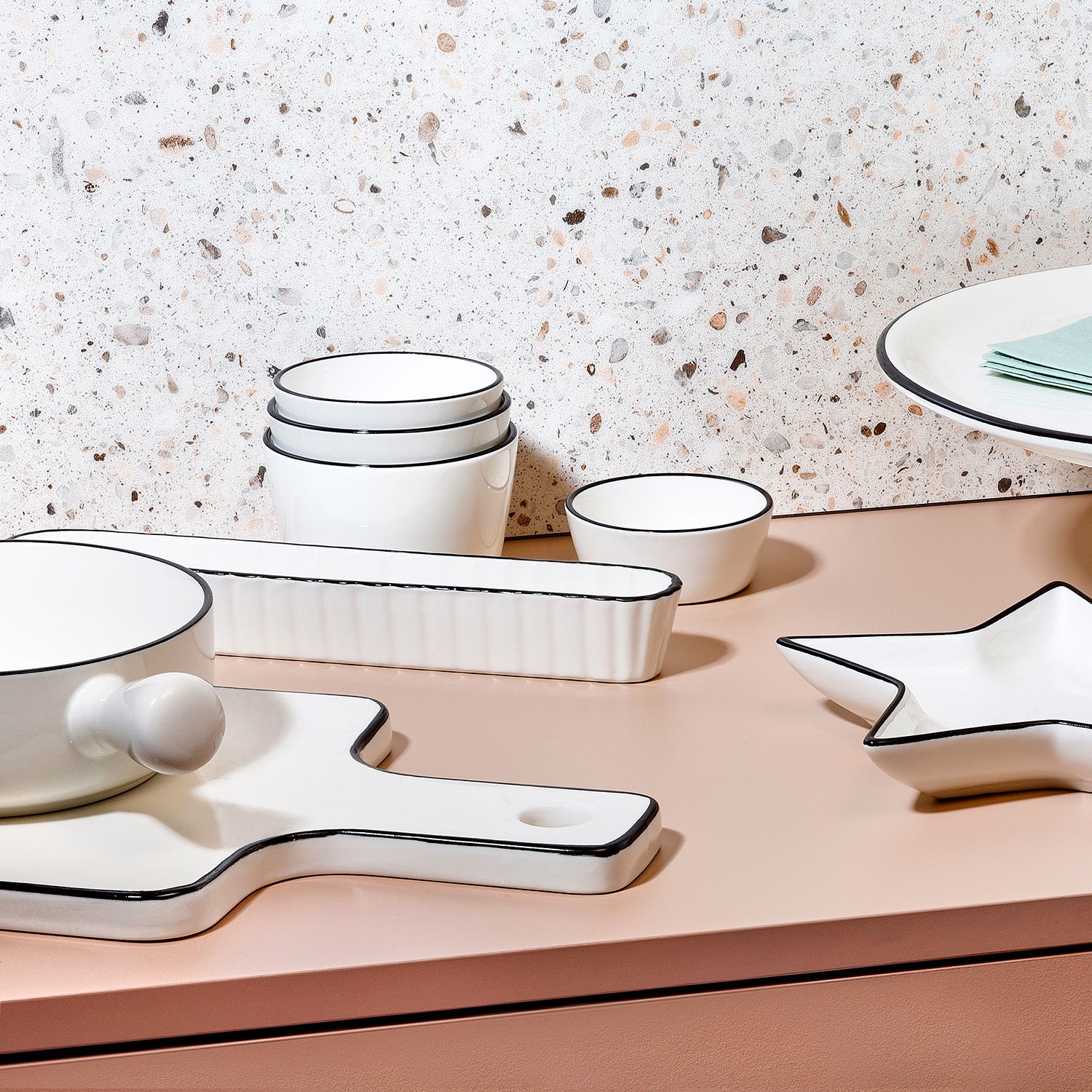 Nero - Set De 4 Plats À Servir - Porcelaine - Blanc