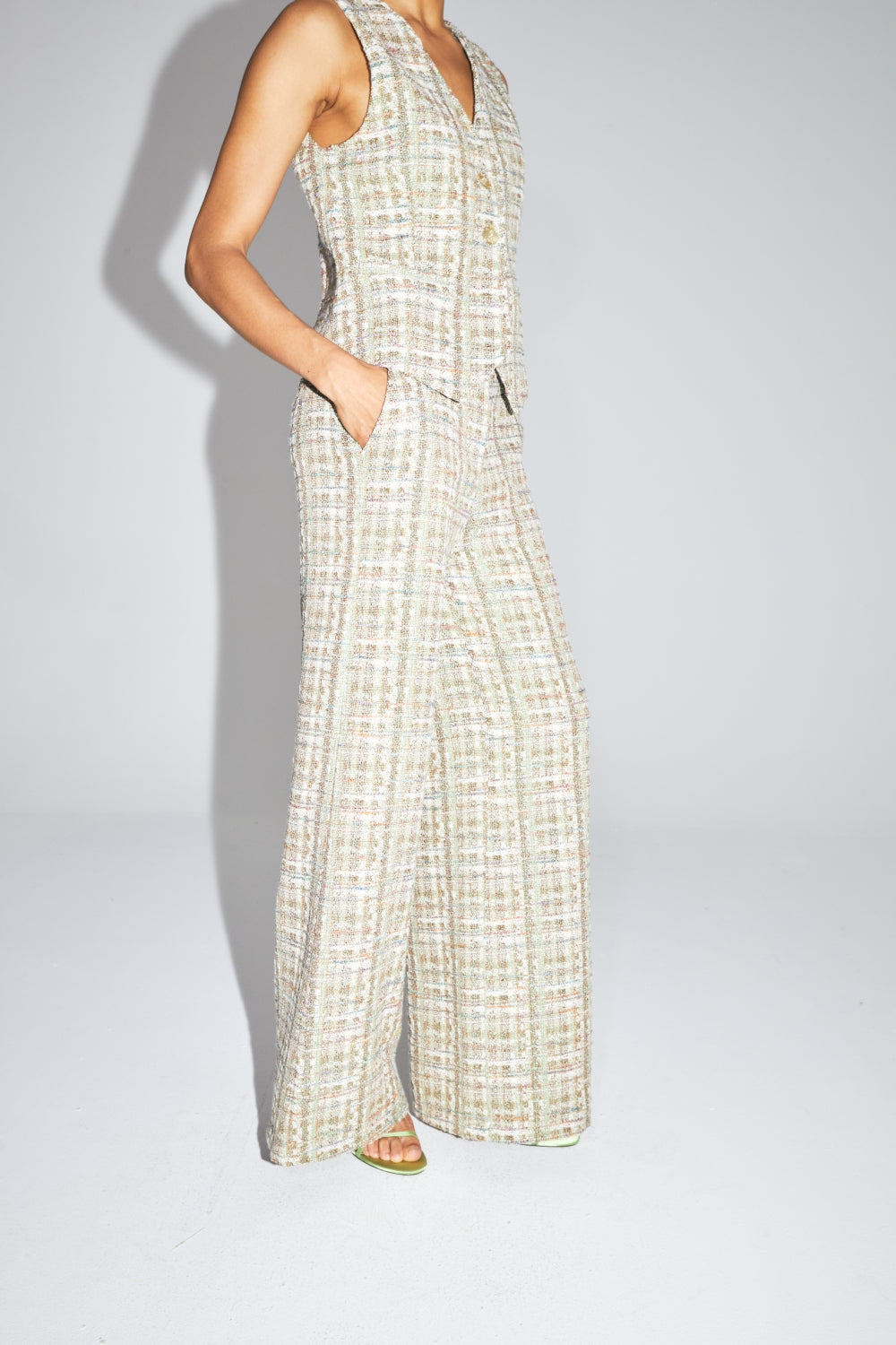 Le Pantalon Charlie En Tweed Recyclé Arc En Ciel Fabriqué En Italie