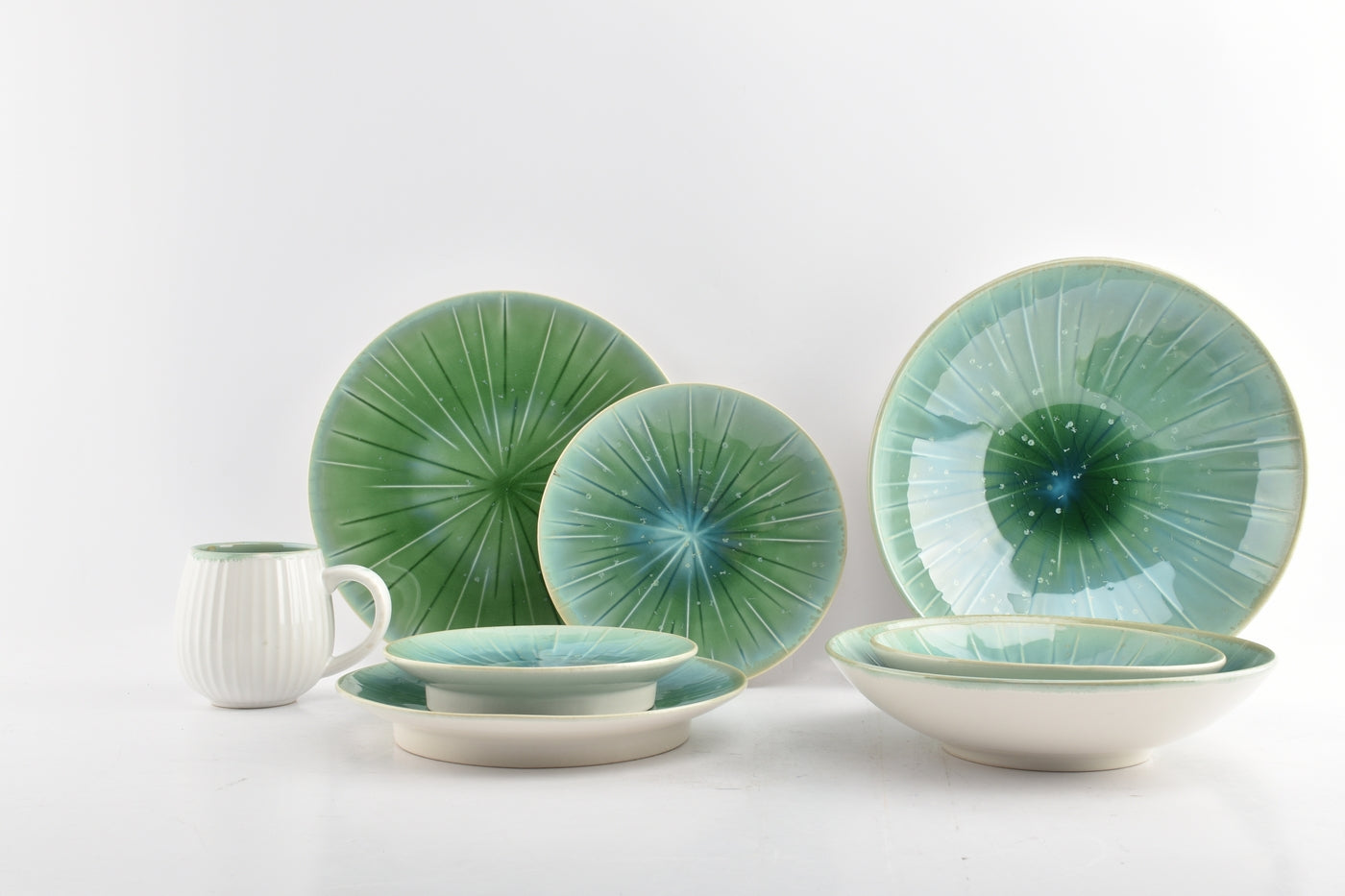 Eclipse - Set De 4 Assiettes Plates - Grès - Turquoise