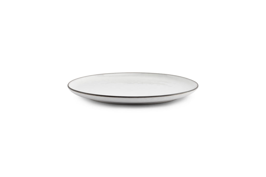 Fina - Set De 4 Assiettes Plates - Grès - Blanc/Gris