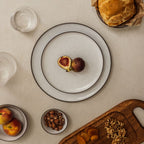 Fina - Set De 4 Assiettes Plates - Grès - Blanc/Gris