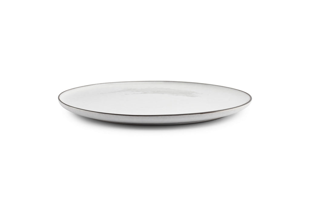 Fina - Set De 4 Assiettes Plates - Grès - Blanc/Gris
