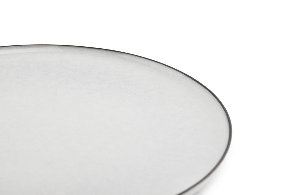 Fina - Set De 4 Assiettes Plates - Grès - Blanc/Gris