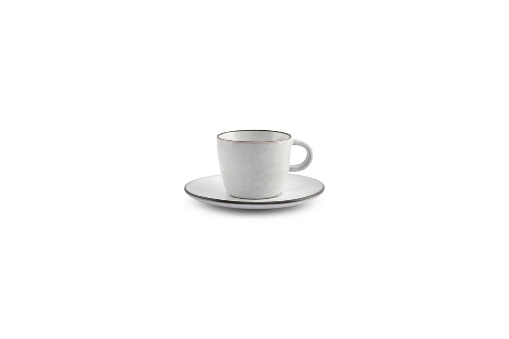 Fina - Set De 4 Tasses À Moka - Grès - Blanc/Gris
