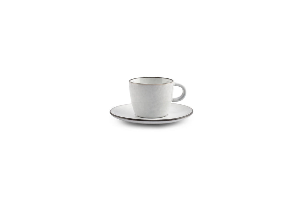 Fina - Set De 4 Soucoupes À Moka - Grès - Blanc/Gris
