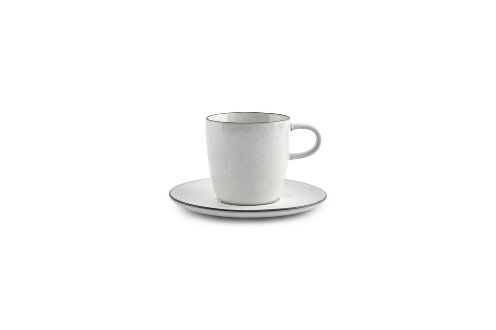 Fina - Set De 4 Tasses - Grès - Blanc/Gris