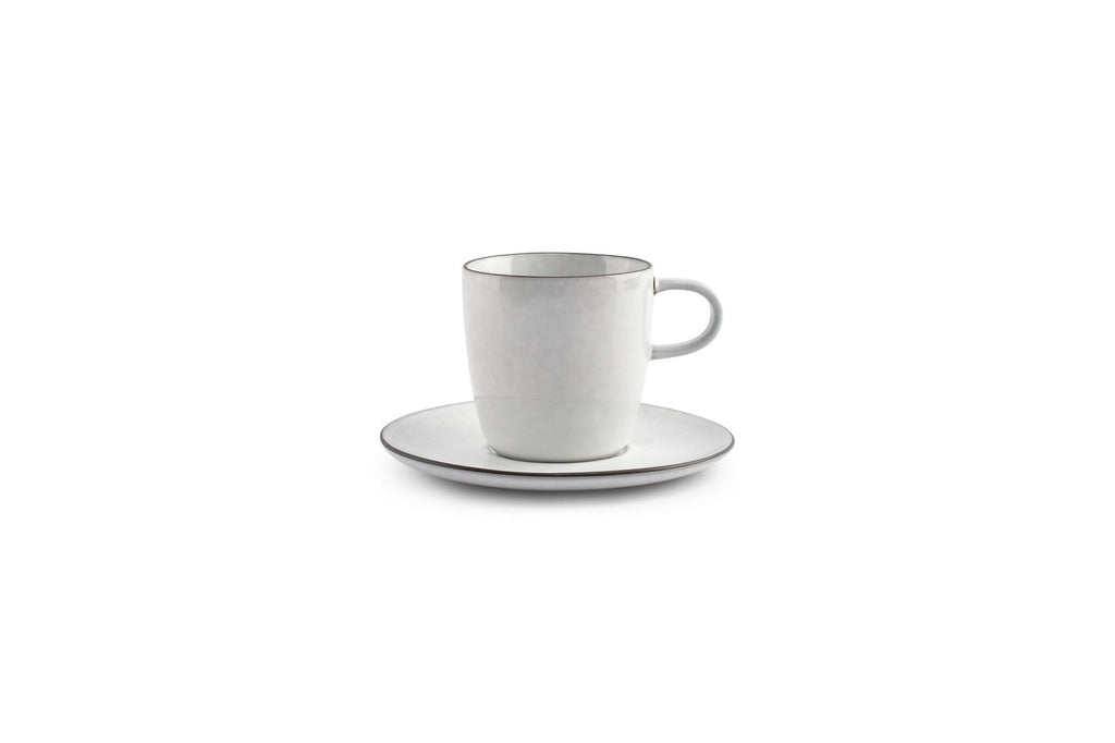 Fina - Set De 4 Soucoupes - Grès - Blanc/Gris