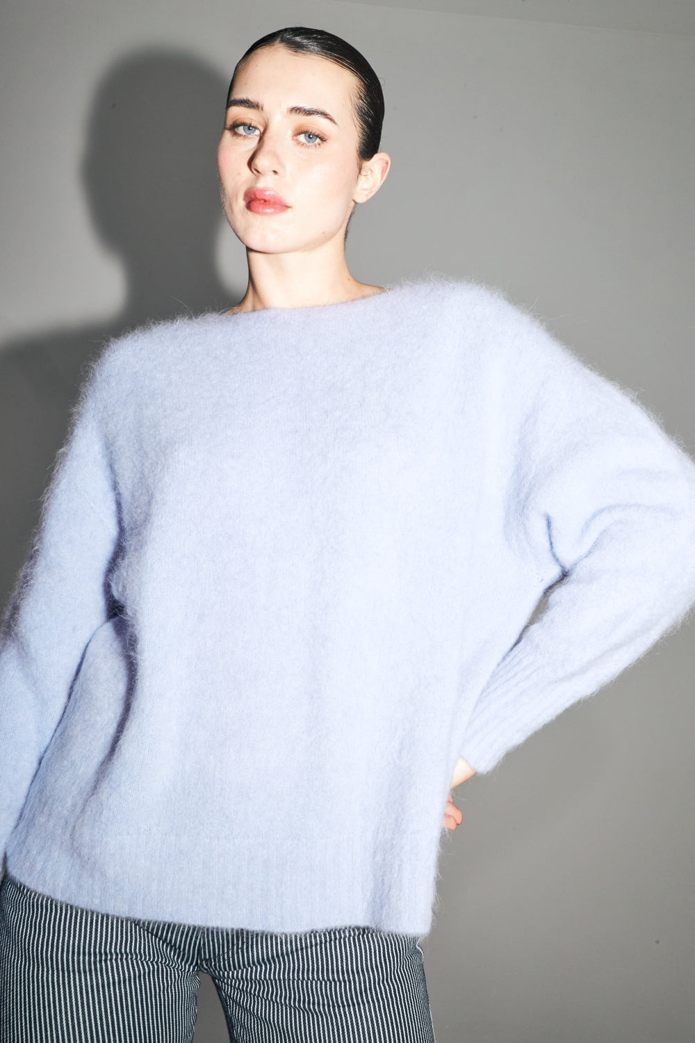 La Maille Gabrielle Baby Alpaga Bleu Lavande Fabriquée En Italie