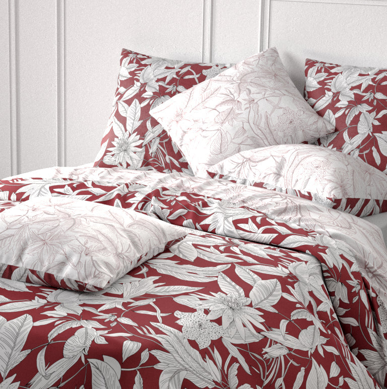 Parure De Lit Réversible - 3 Piêces - 100% Coton 71 Fils - Bonheur