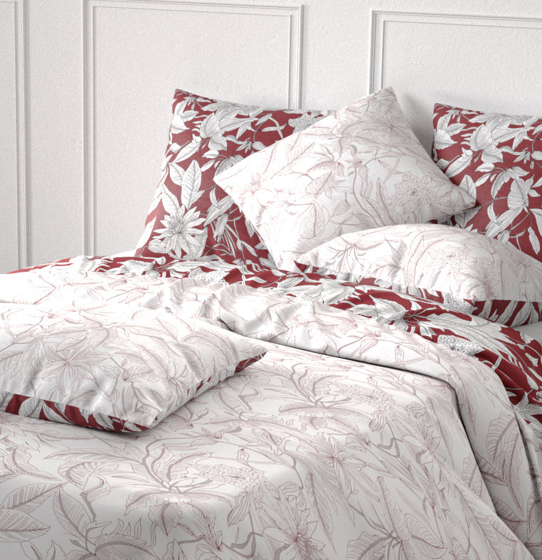 Parure De Lit Réversible - 3 Piêces - 100% Coton 71 Fils - Bonheur