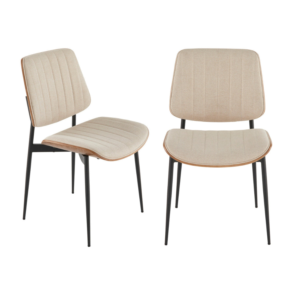 Hortense - Lot De 2 Chaises - Tissu Matelassé - Beige