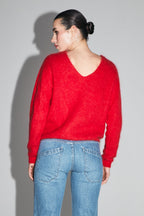 La Maille Romy Baby Alpaga Rouge Intense Fabriquée En Italie