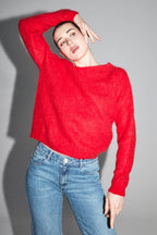 La Maille Romy Baby Alpaga Rouge Intense Fabriquée En Italie