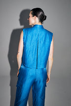 La Chemise Nina En Lin Bleu Brillant Fabriquée En Italie