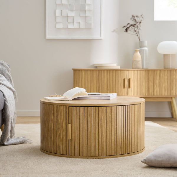 Ernest - Table Basse Ronde Avec Rangements